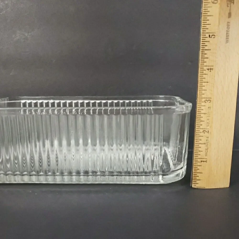Federal Glass Refrigerator Food Storage Dish Ribbed Vegetable Embossed VTG- Flaw